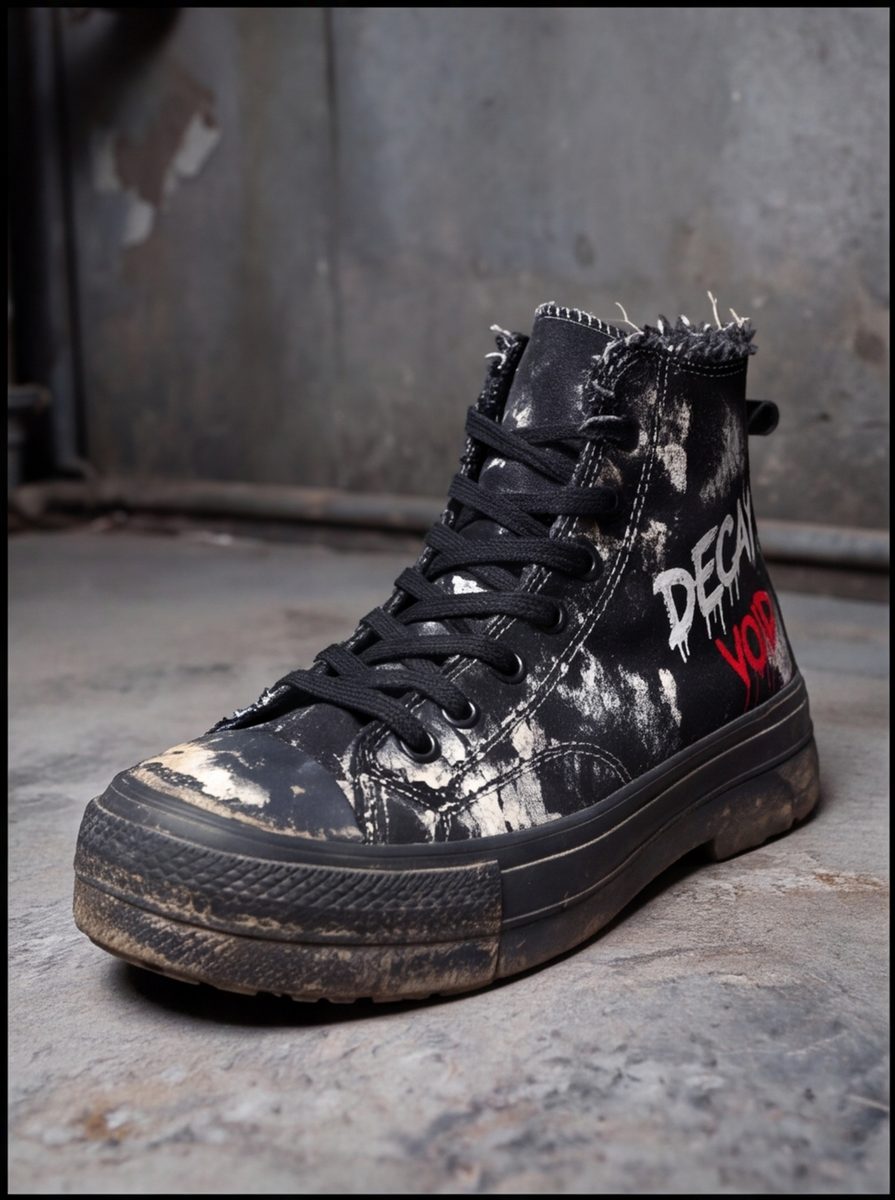 Decay Void High-Top — hand-painted canvas, wrecked