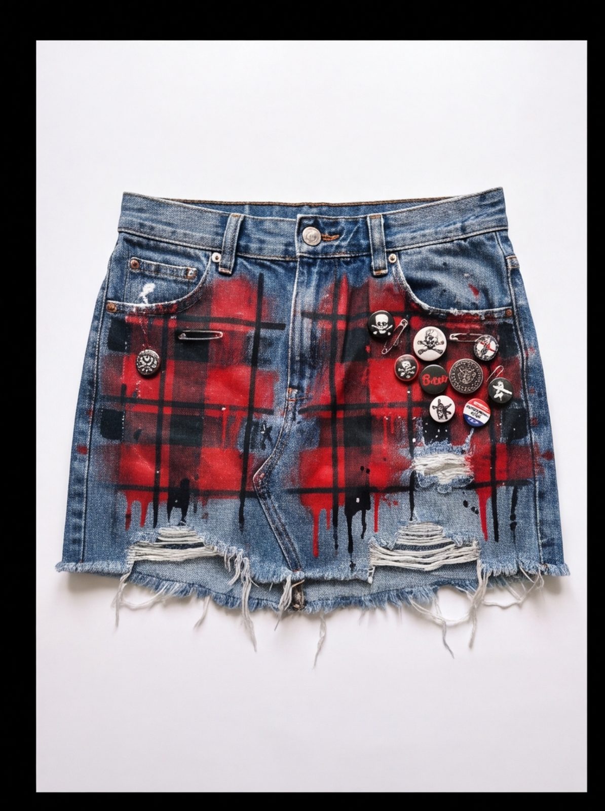Sprayed Plaid Denim Mini angle 9