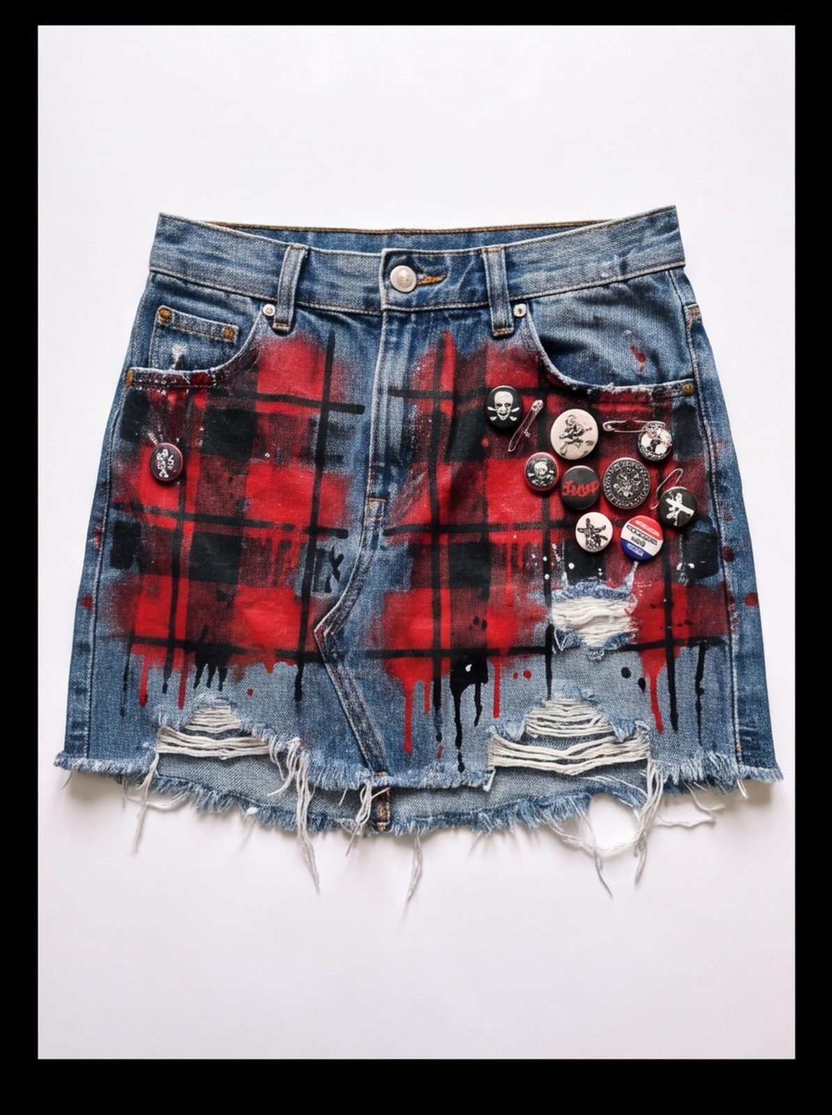 Sprayed Plaid Denim Mini angle 5