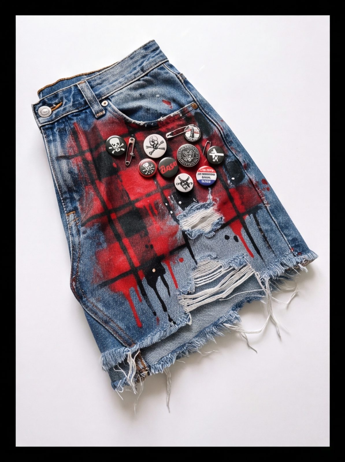 Sprayed Plaid Denim Mini angle 7