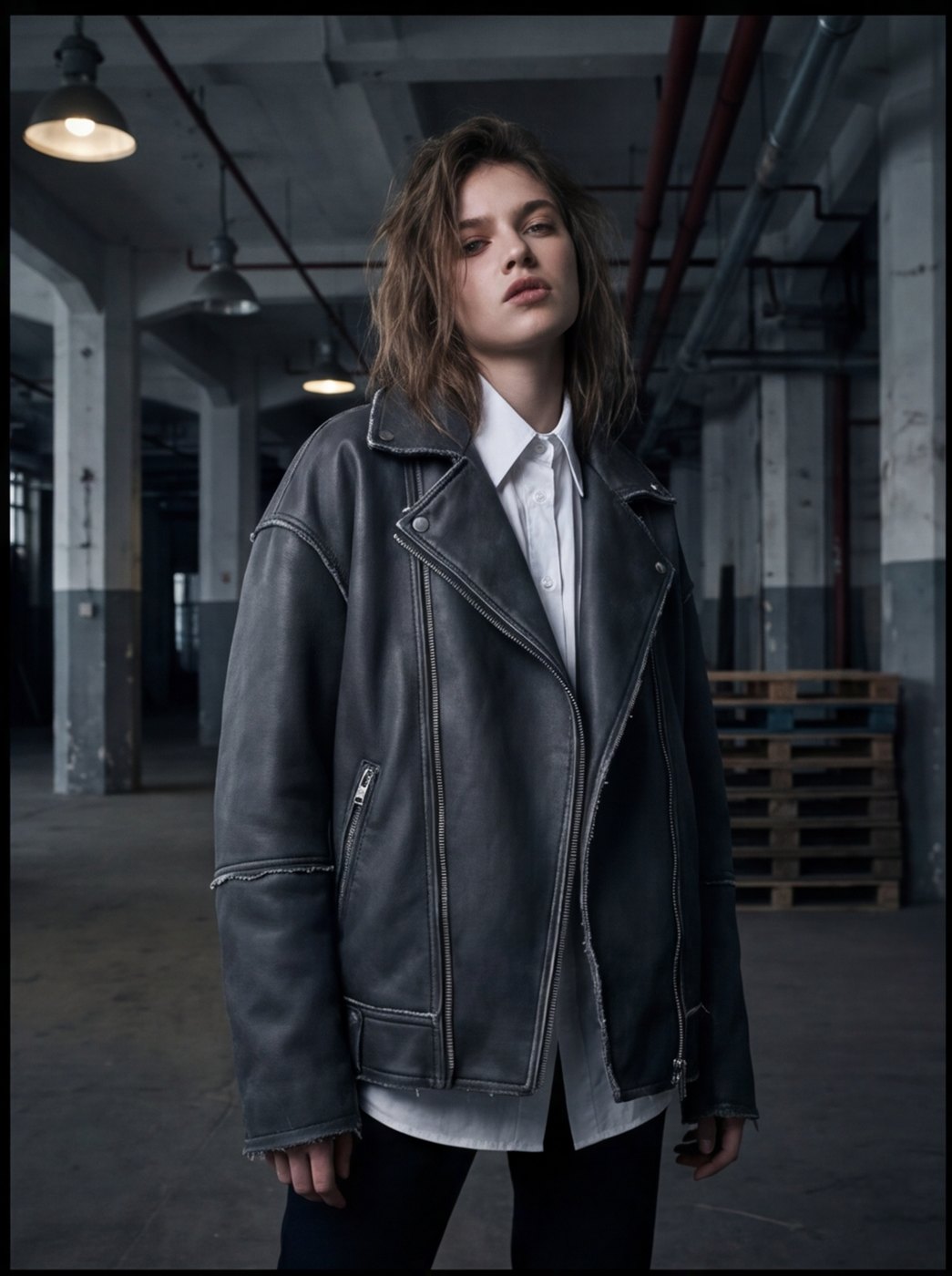 Underpass Grey Leather Biker