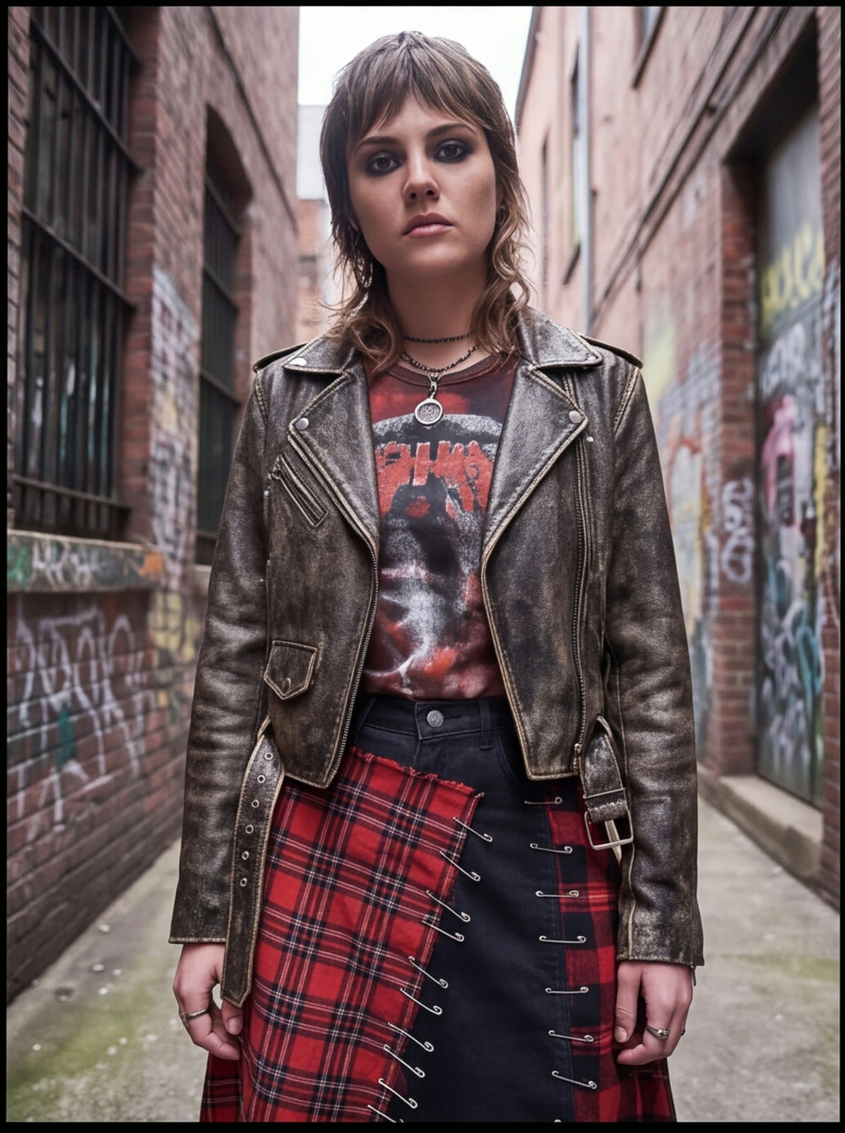 Pinned Tartan Maxi + Biker angle 2