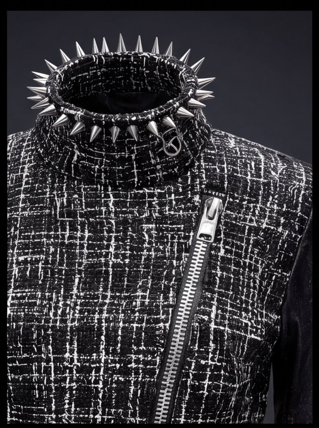 Spike Collar Tweed Biker angle 6