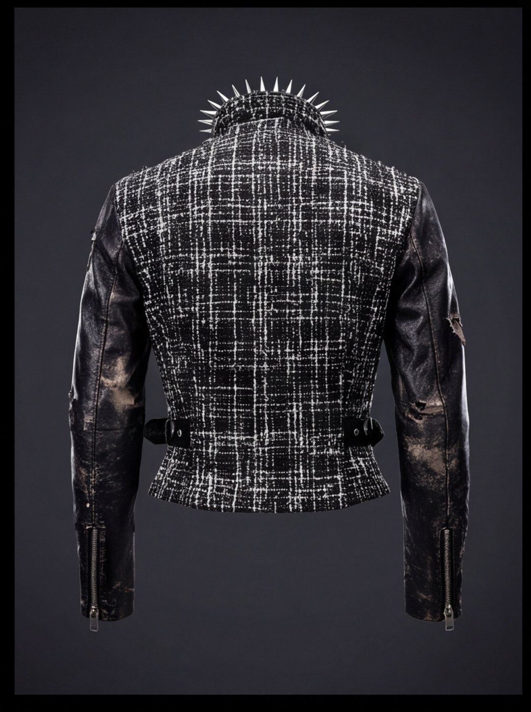 Spike Collar Tweed Biker angle 3