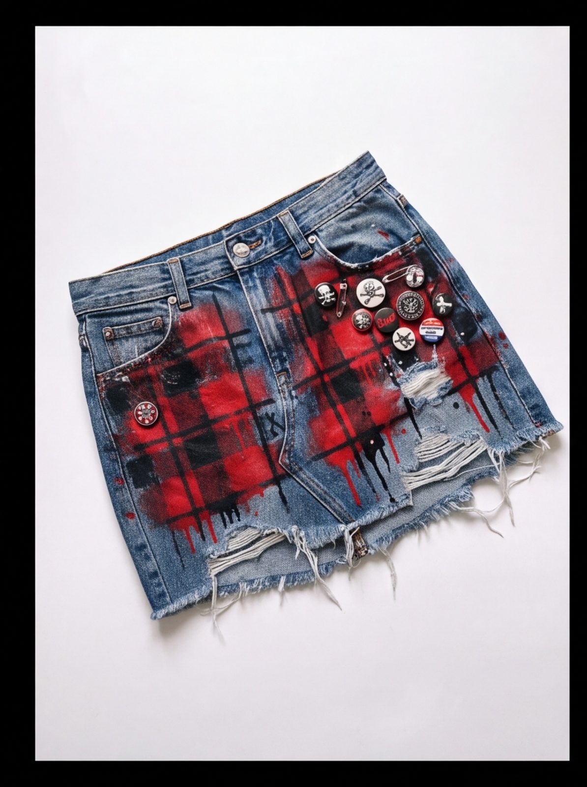 Sprayed Plaid Denim Mini angle 8
