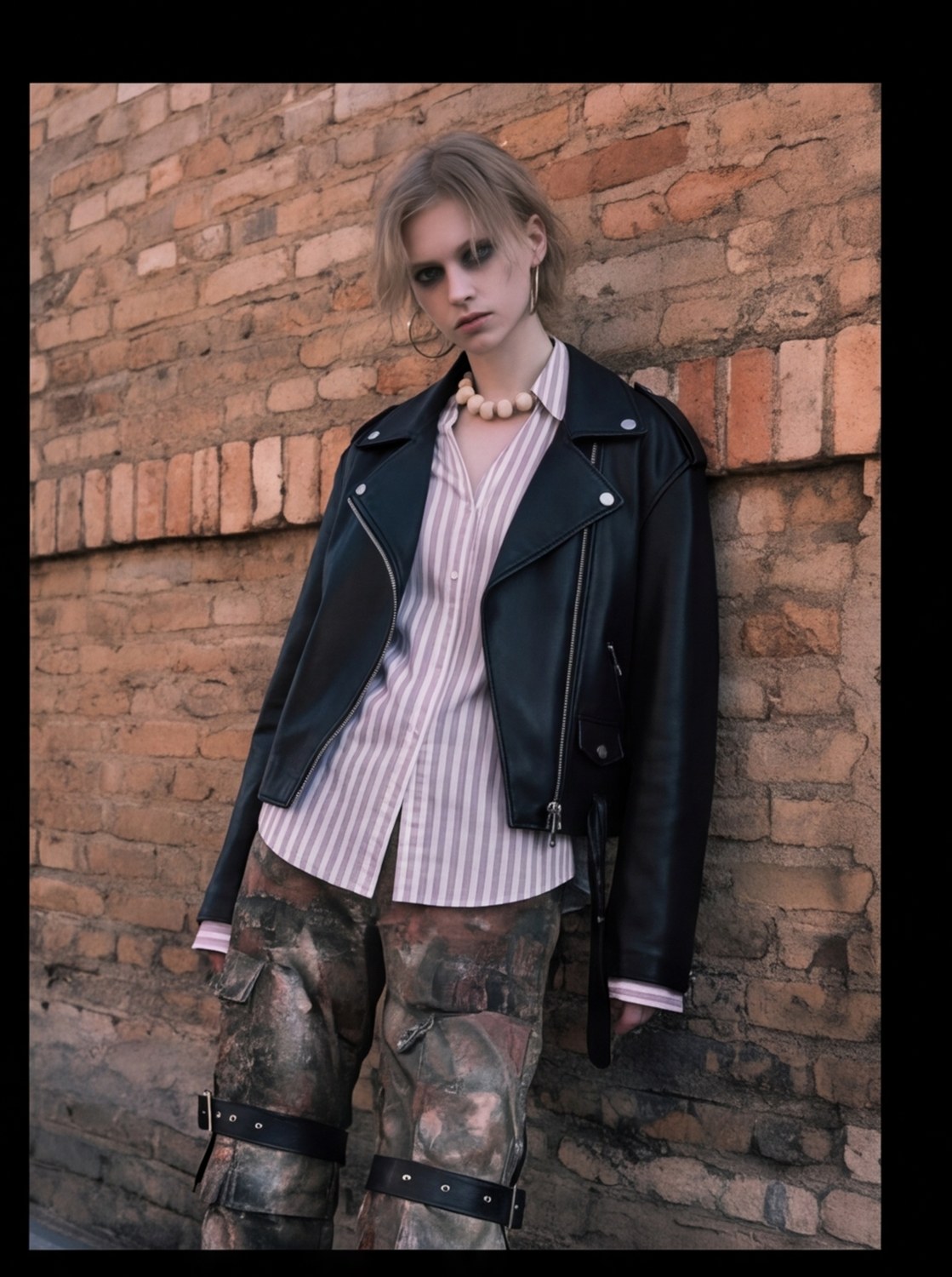 Alleyway Camo Set — striped shirt, strapped camo