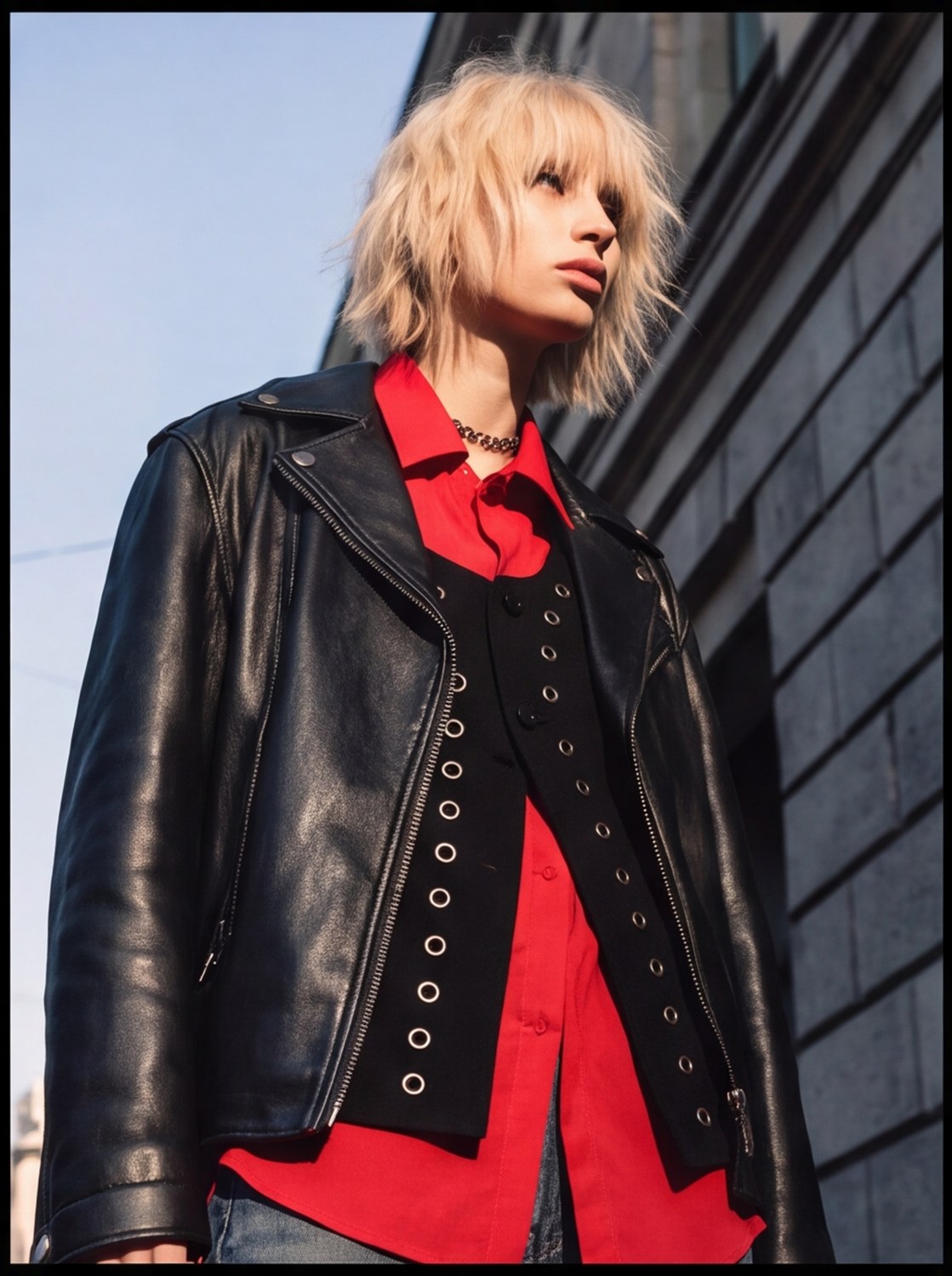Eyelet Waistcoat + Redshirt angle 6