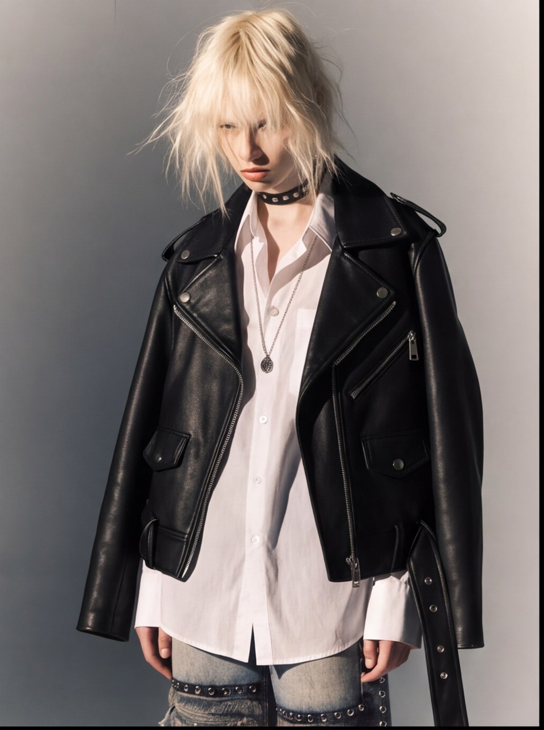 Studded Choker Shirt Set angle 4