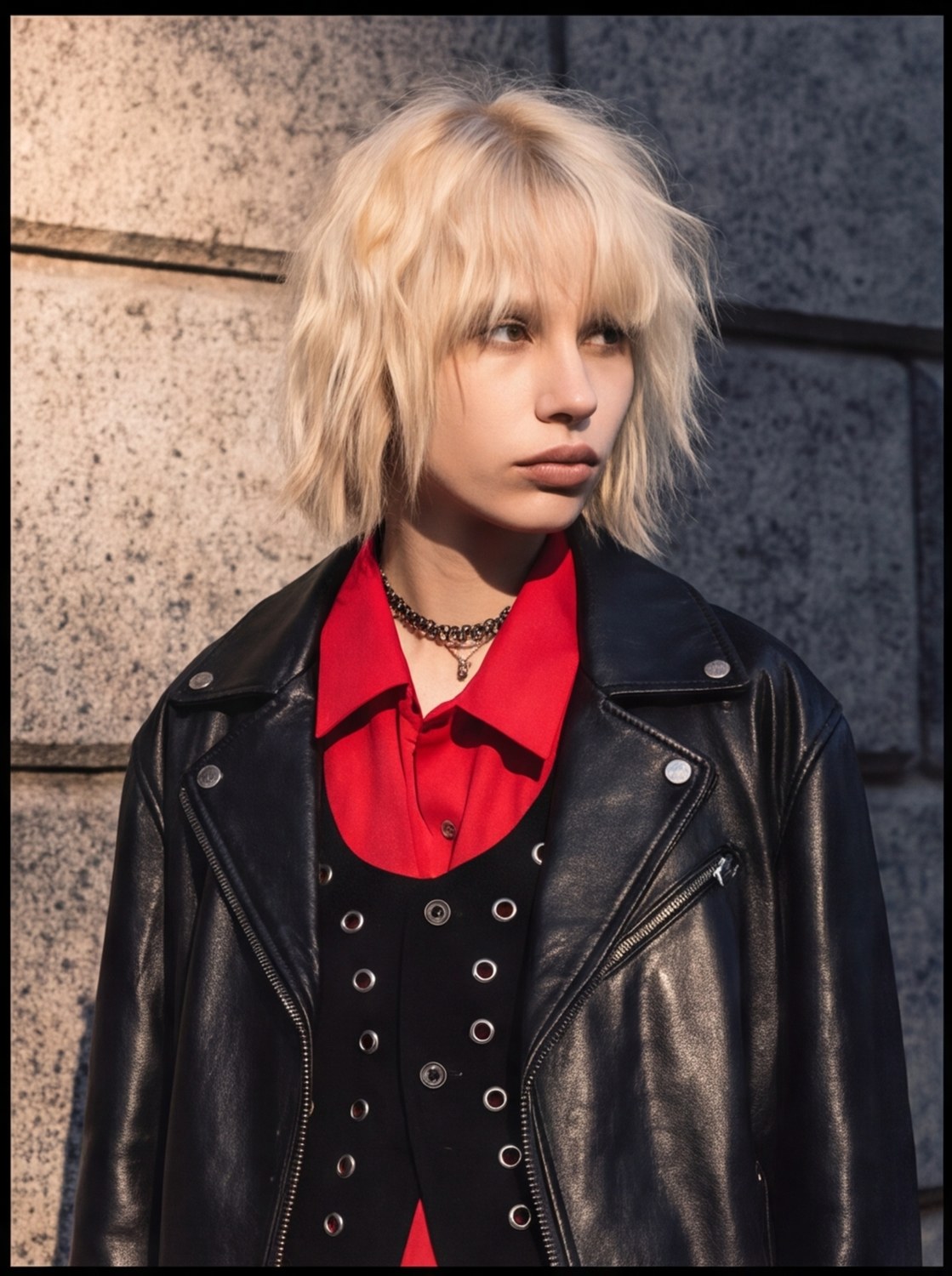 Eyelet Waistcoat + Redshirt angle 3