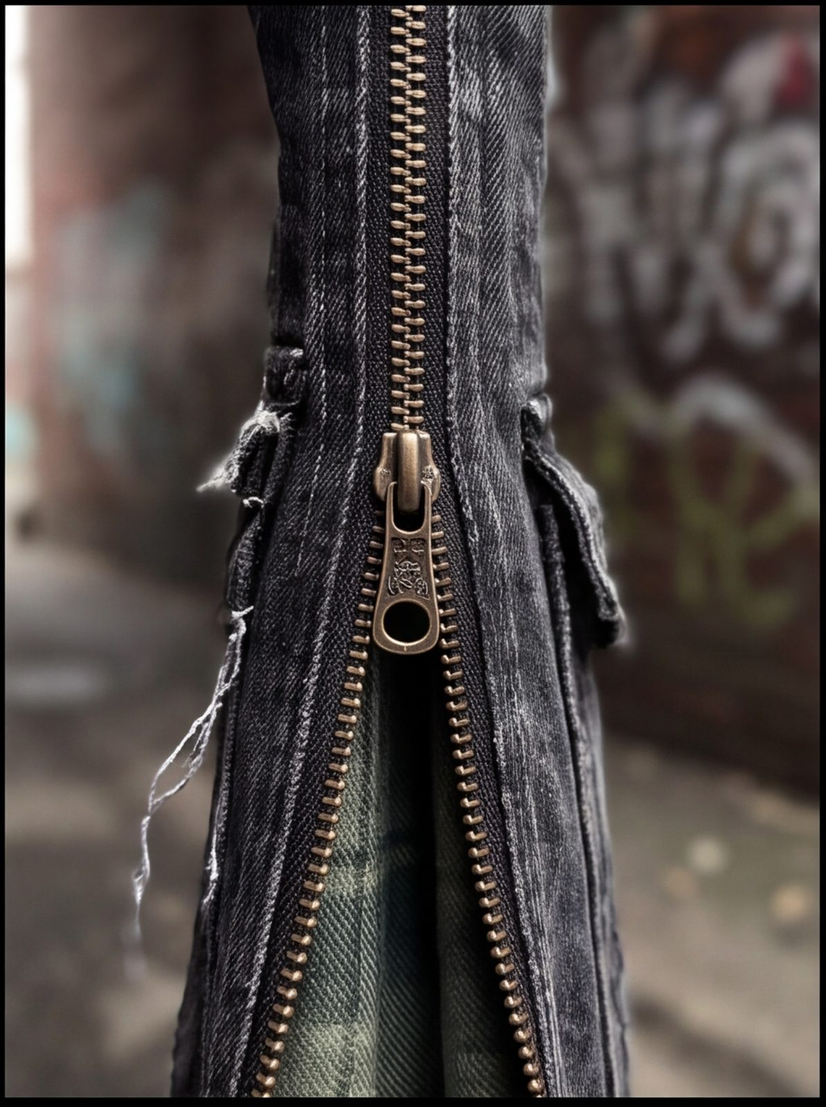 Sigil Zip Kilt — olive tartan, brass zip apron