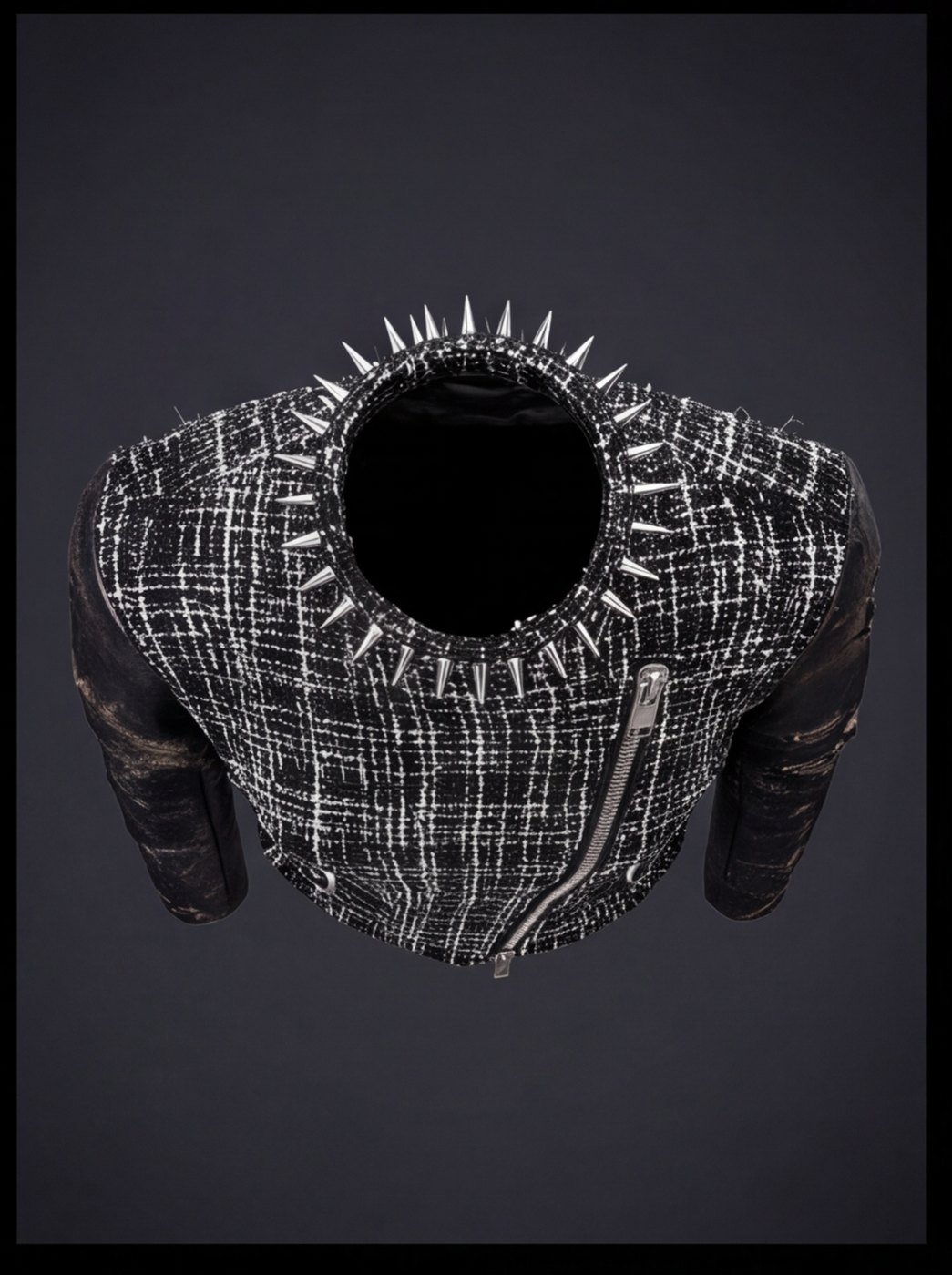 Spike Collar Tweed Biker angle 7