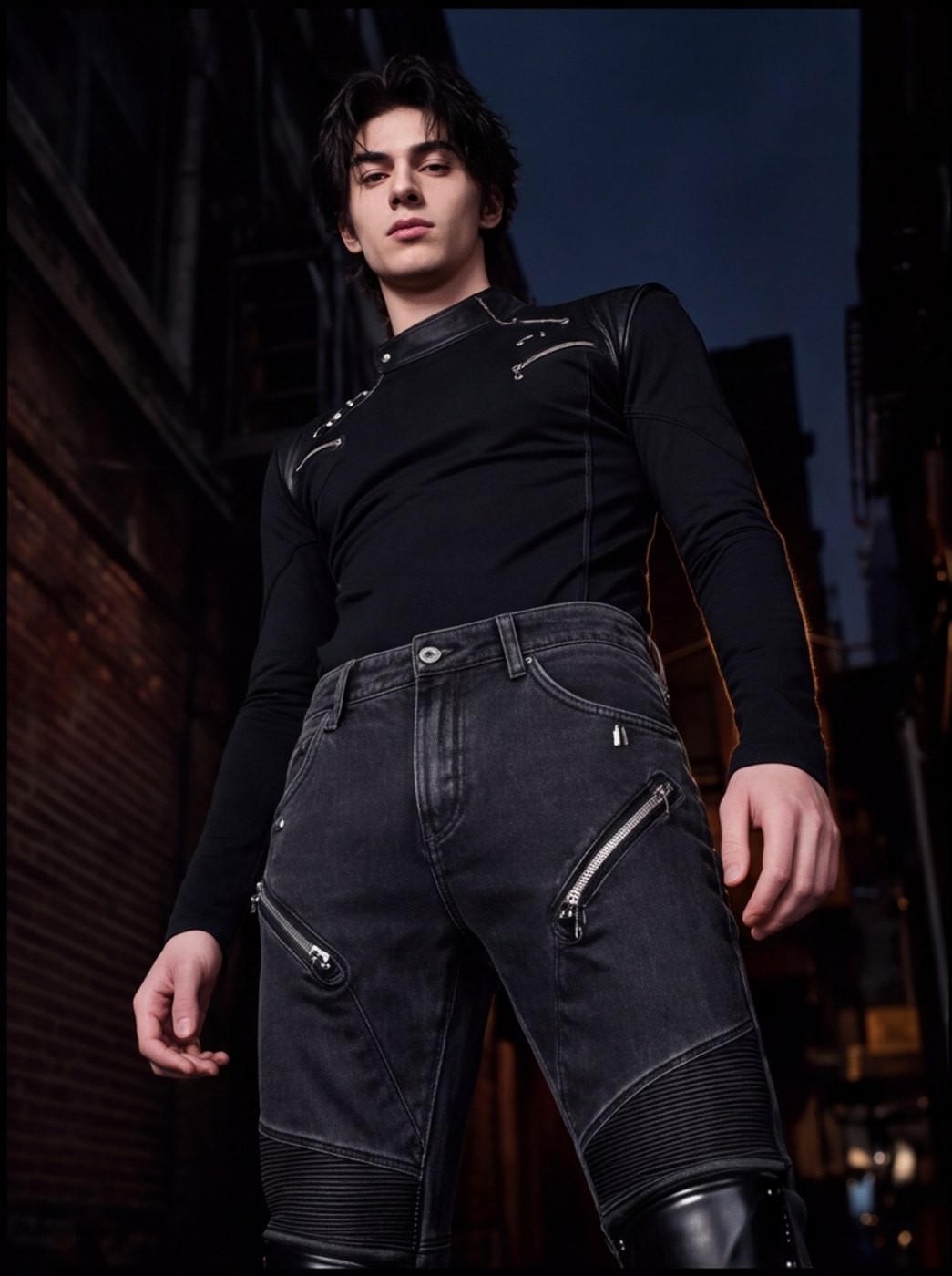 Moto Zip Black Jean