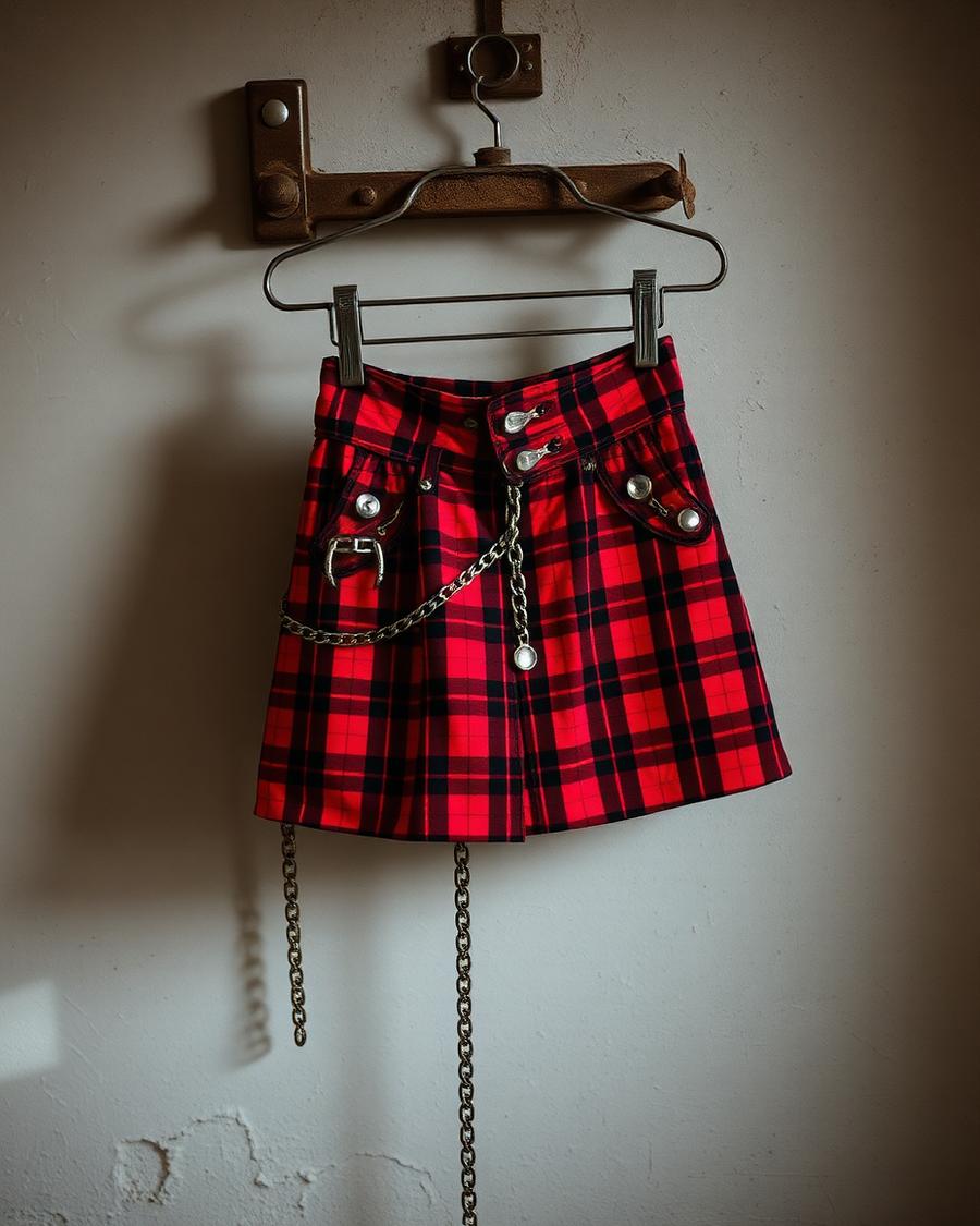 Pinned Tartan Skirt
